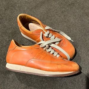 Women’s Orange Hermes Lesather Sneakers